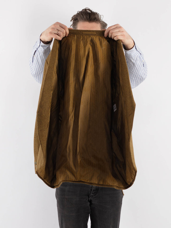 Vintage 70's Men Wool Blazer Jacket in Sand Brown - NorthernGrip