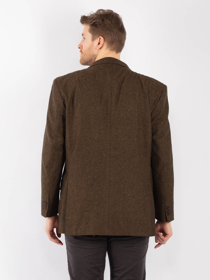 Vintage 70's Men Wool Blazer Jacket in BrownZ1286