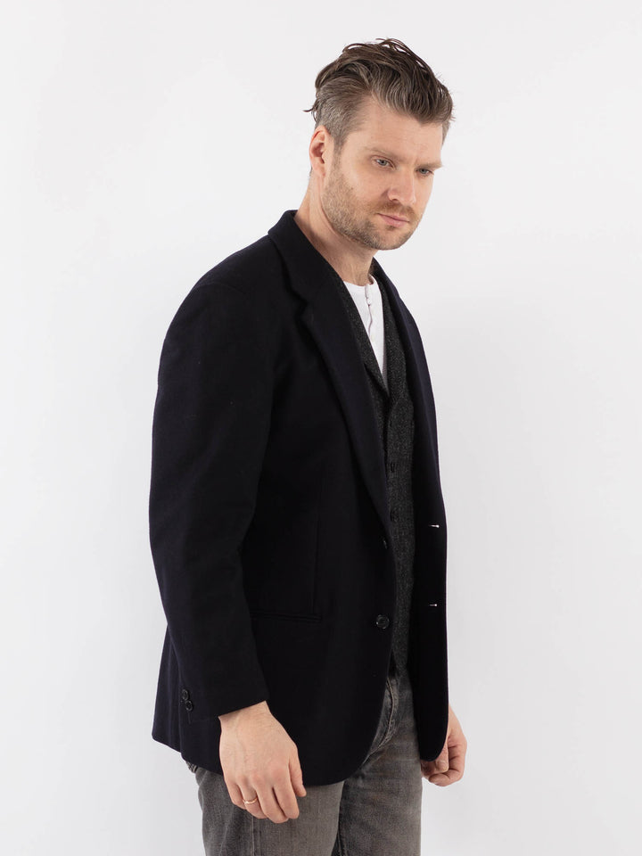 Vintage 70's Men Wool Blazer Jacket in BlueZ1014