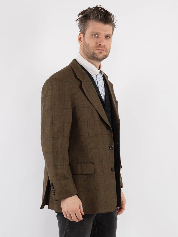 Vintage 70's Men Wool Blazer Jacket in BrownZ737