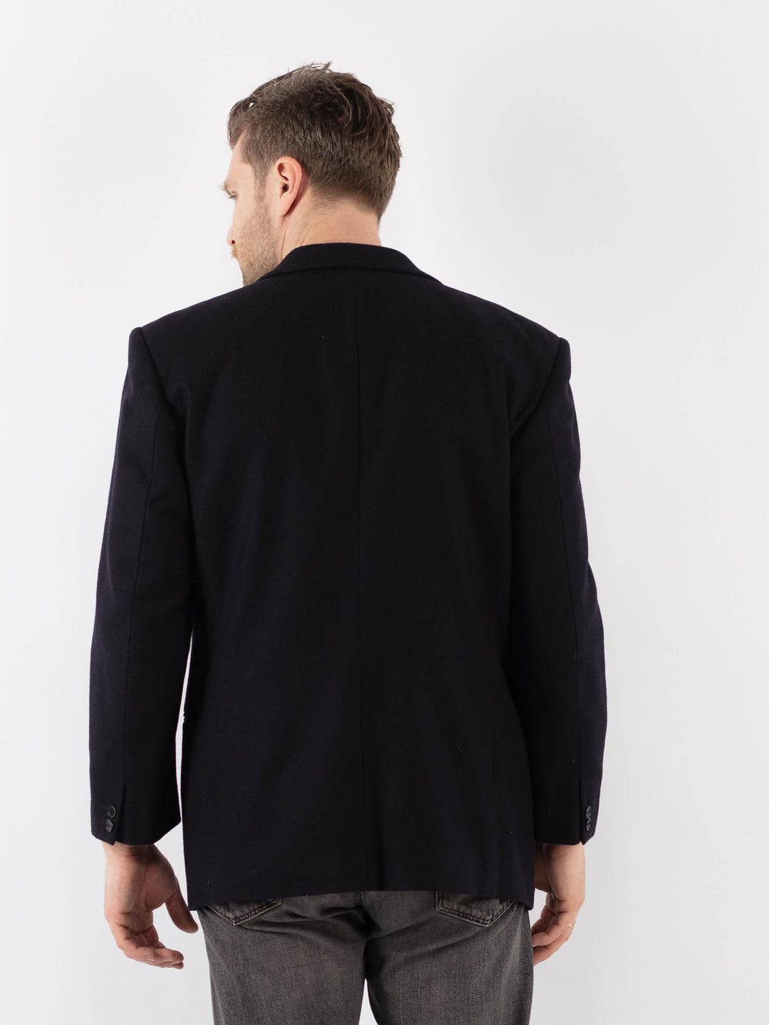 Vintage 70's Men Wool Blazer Jacket in BlueZ1014