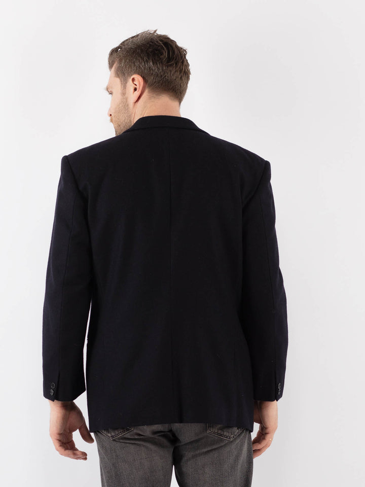 Vintage 70's Men Wool Blazer Jacket in BlueZ1014