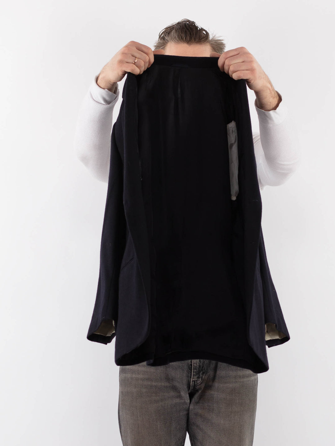 Vintage 70's Men Wool Blazer Jacket in BlueZ1014