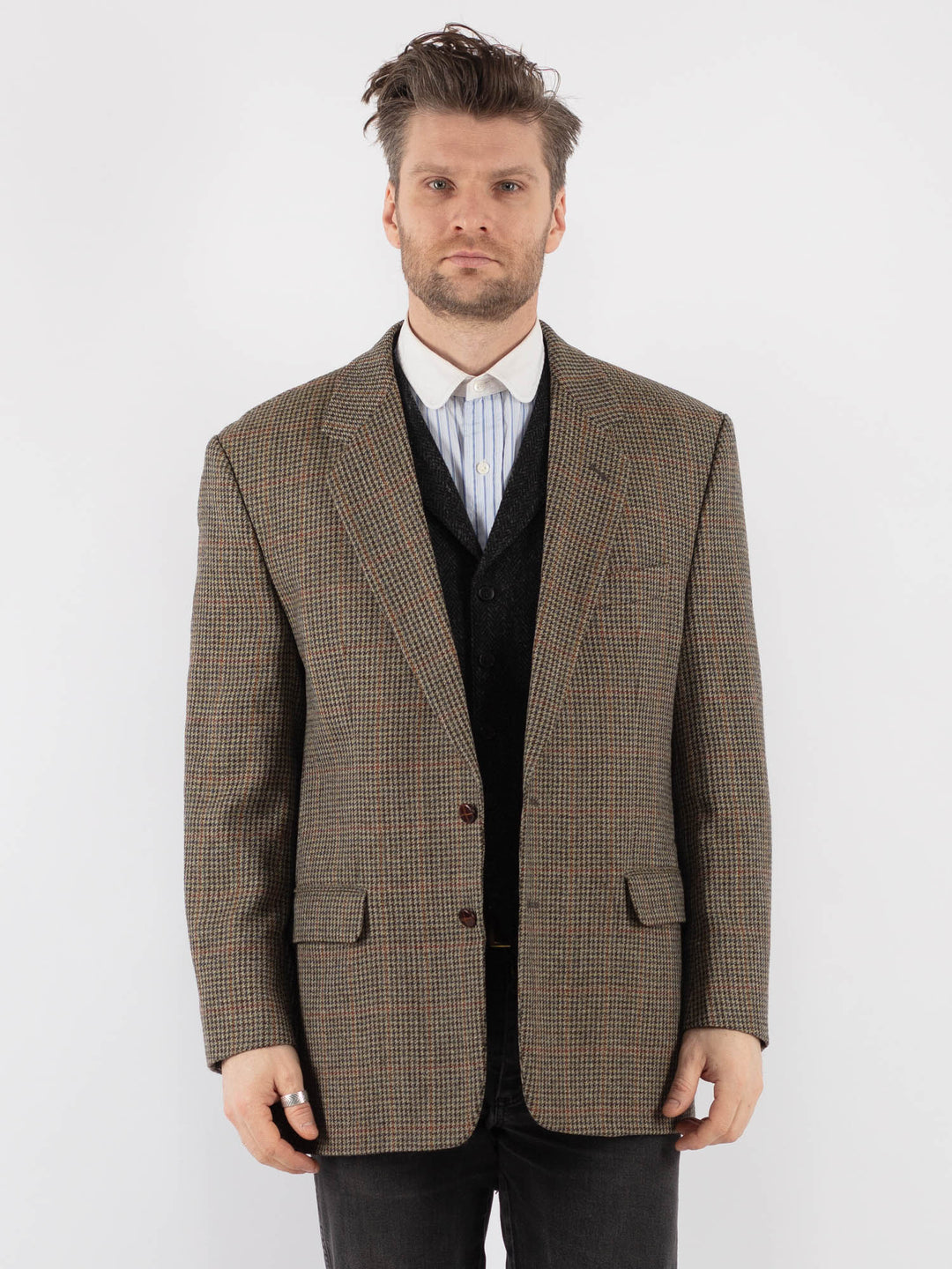 Vintage 70's Men Wool Blazer Jacket in Beige - NorthernGrip