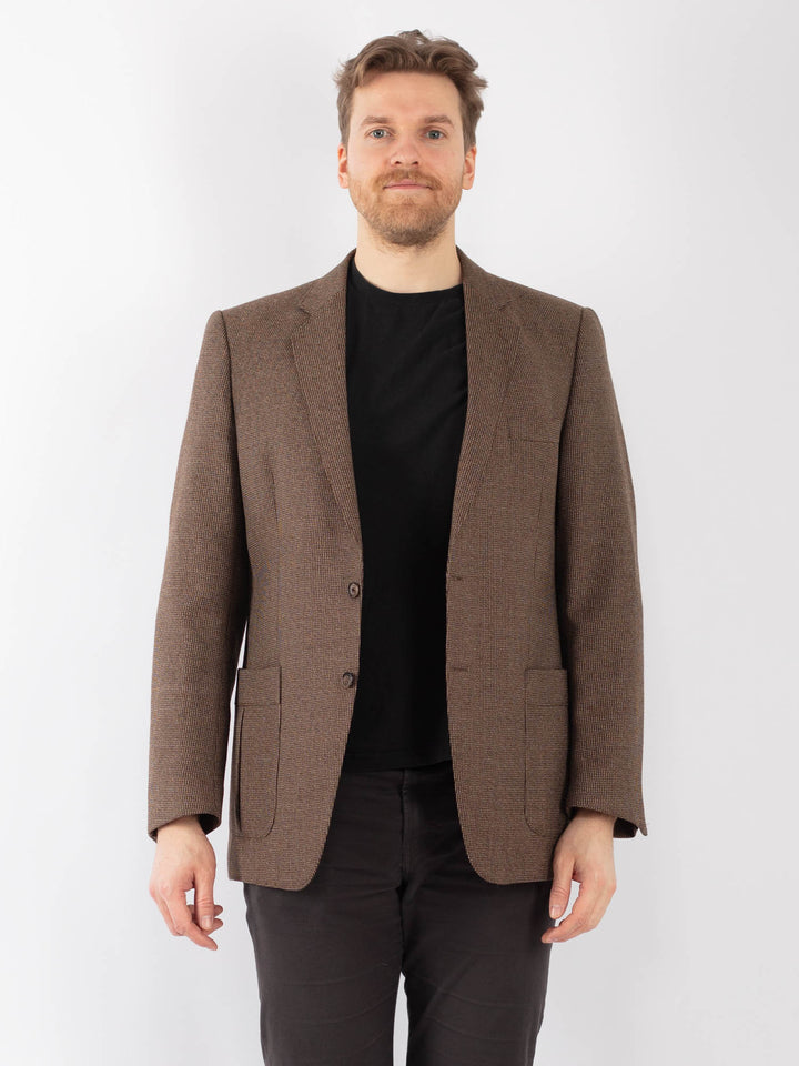 Vintage 70's Men Wool Blazer Jacket in BrownZ1290