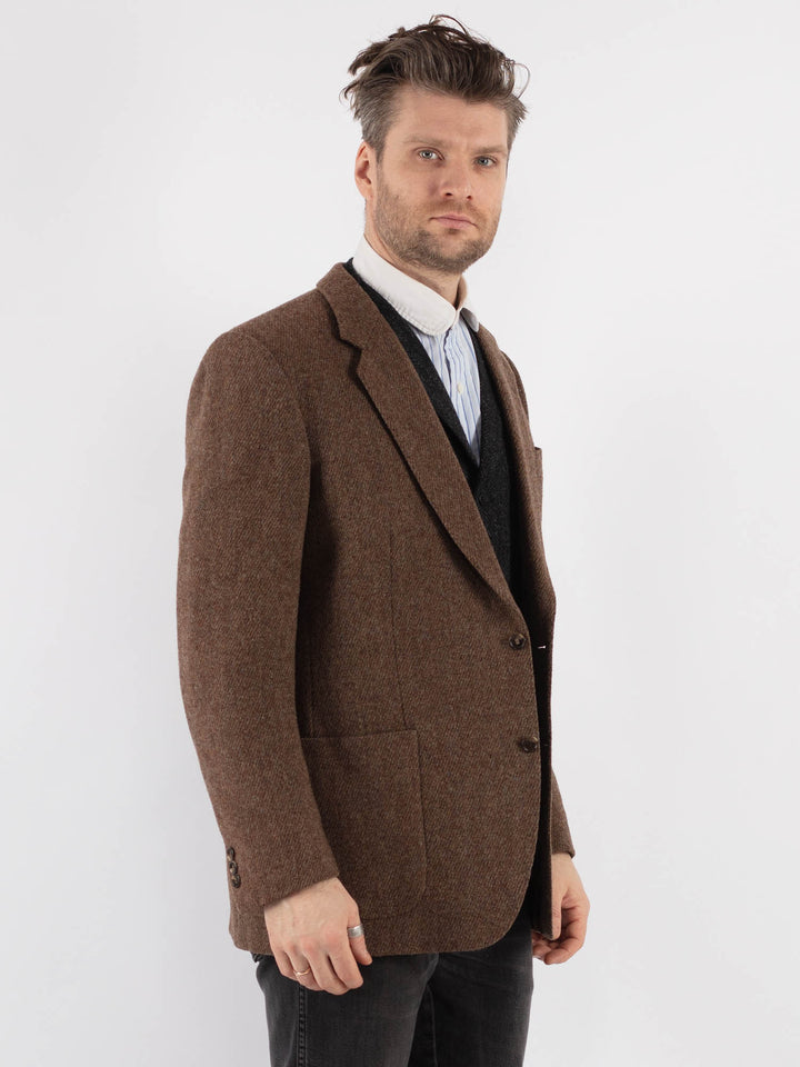 Vintage 70's Men Wool Blazer Jacket in BrownZ741