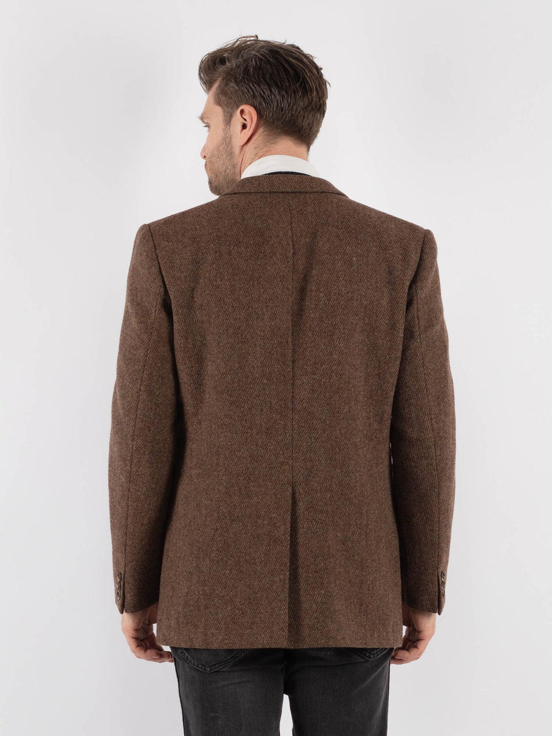 Vintage 70's Men Wool Blazer Jacket in BrownZ741