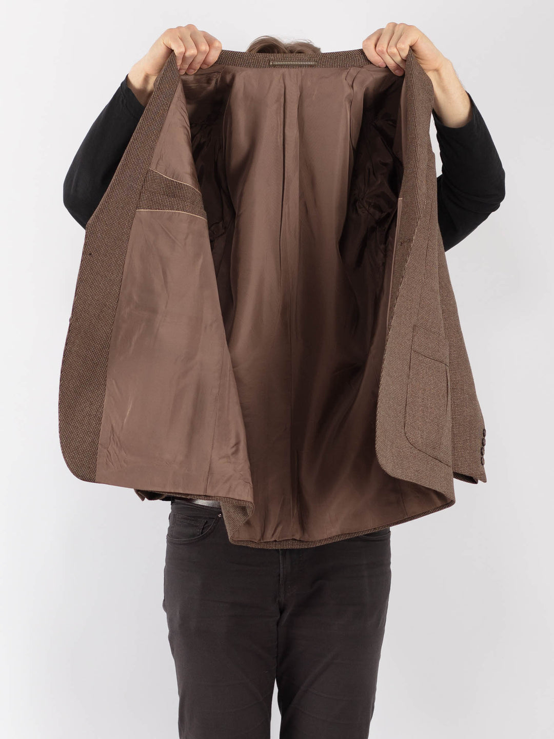 Vintage 70's Men Wool Blazer Jacket in BrownZ1290