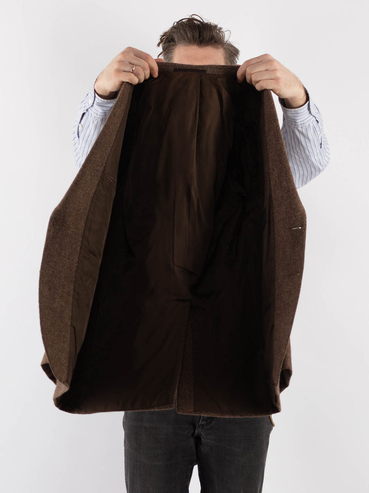 Vintage 70's Men Wool Blazer Jacket in BrownZ741