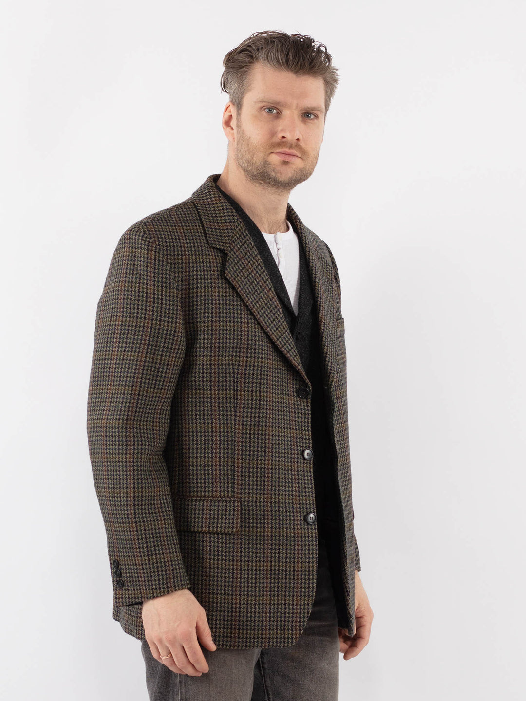 Vintage 70's Men Wool Blazer Jacket in MultiZ1025