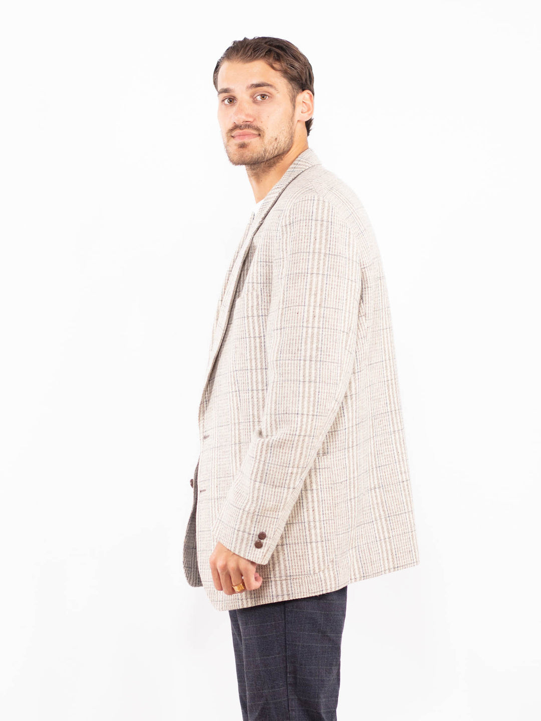 Vintage 70's Men Wool Blazer in BeigeZ2209