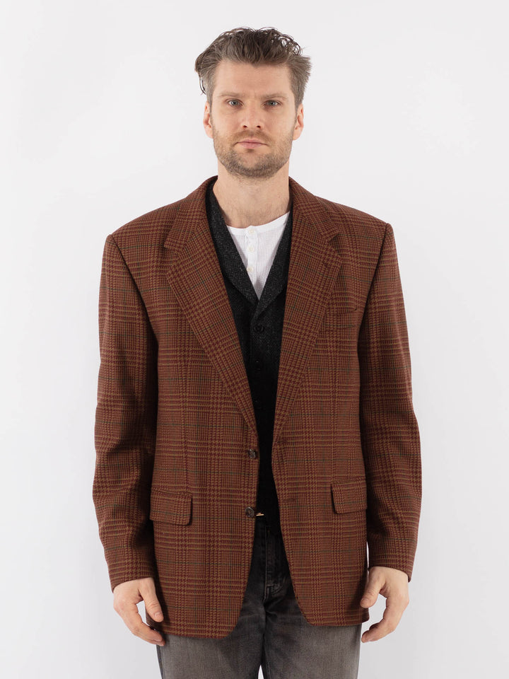 Vintage 70's Men Wool Blazer Jacket in BrownZ1028