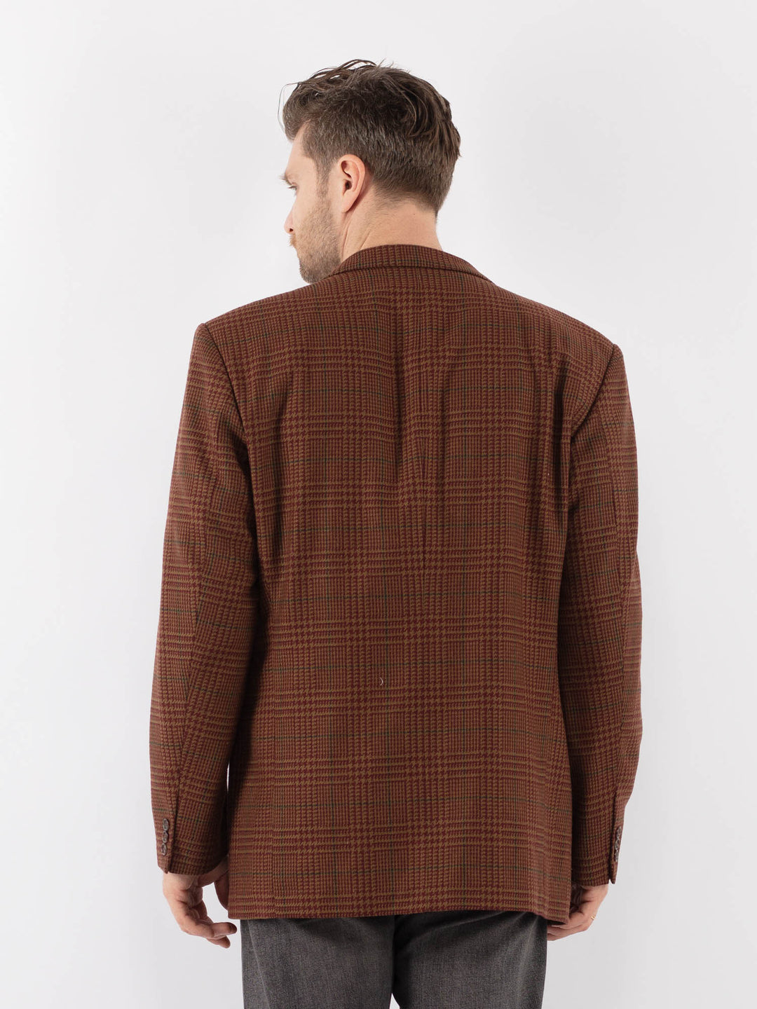 Vintage 70's Men Wool Blazer Jacket in BrownZ1028