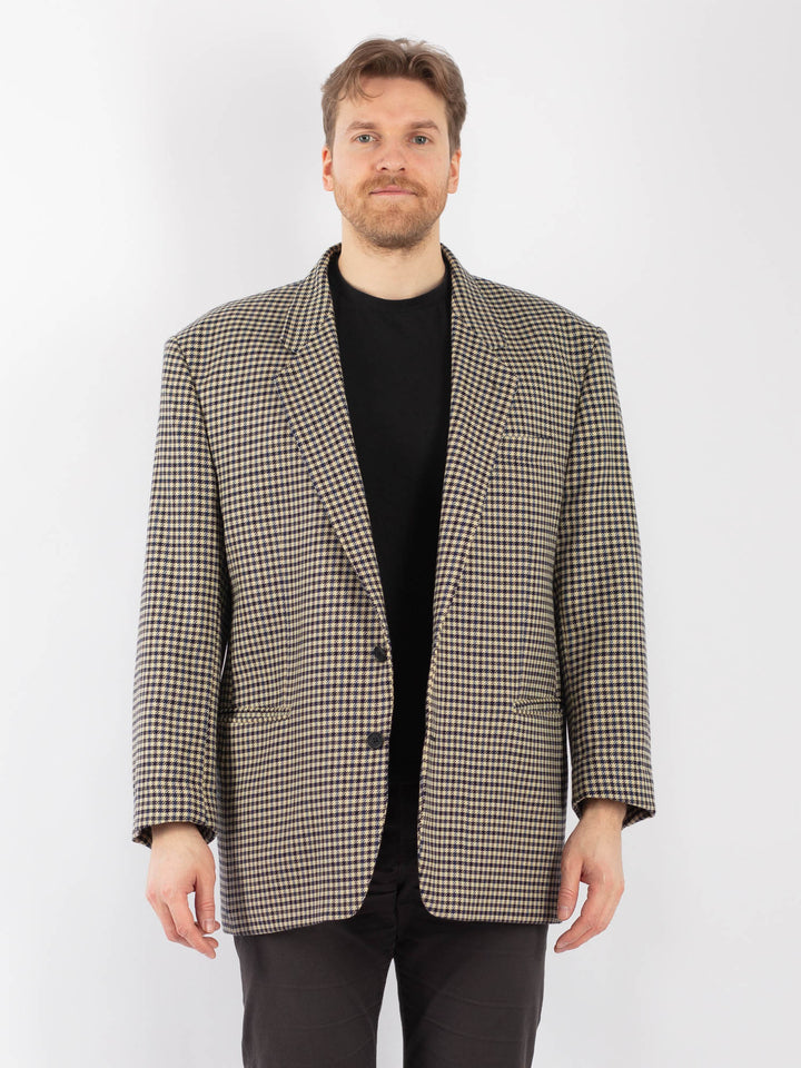 Vintage 70's Men Wool Blazer Jacket in BeigeZ1300