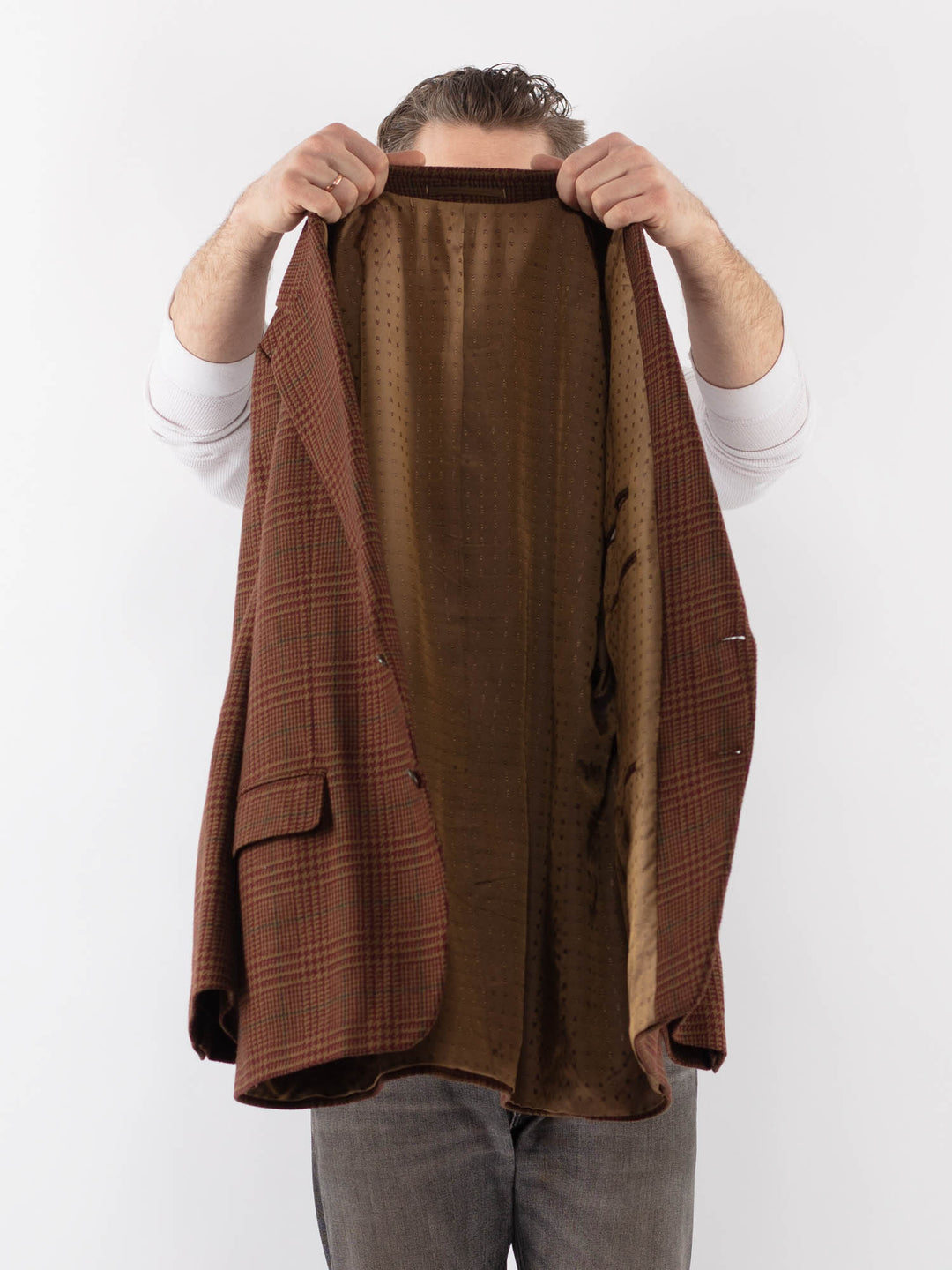 Vintage 70's Men Wool Blazer Jacket in BrownZ1028