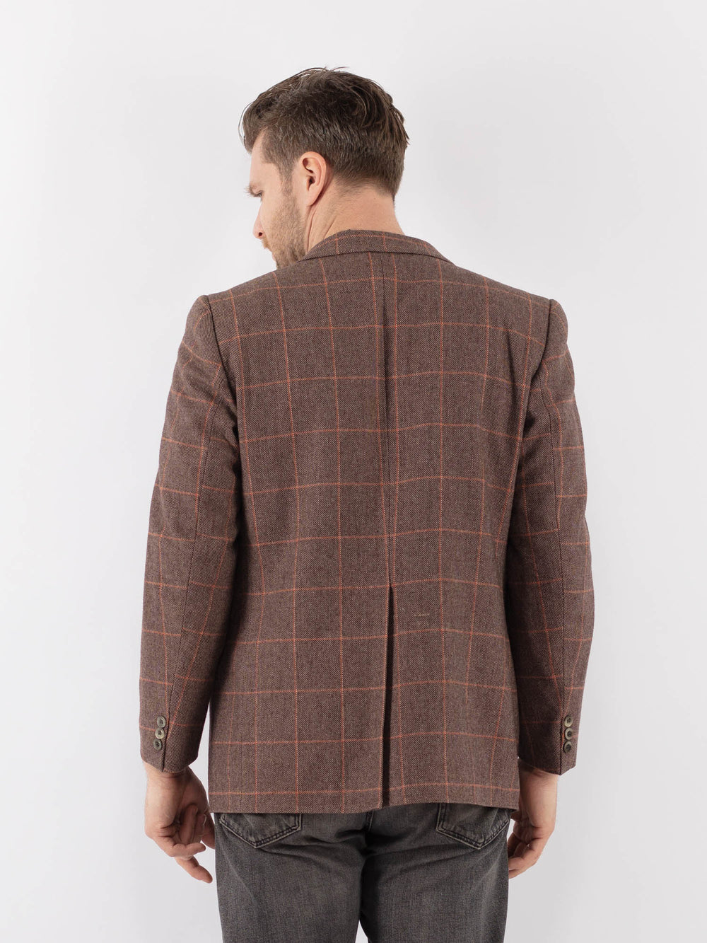 Vintage 70's Men Wool Blazer Jacket in BrownZ1029