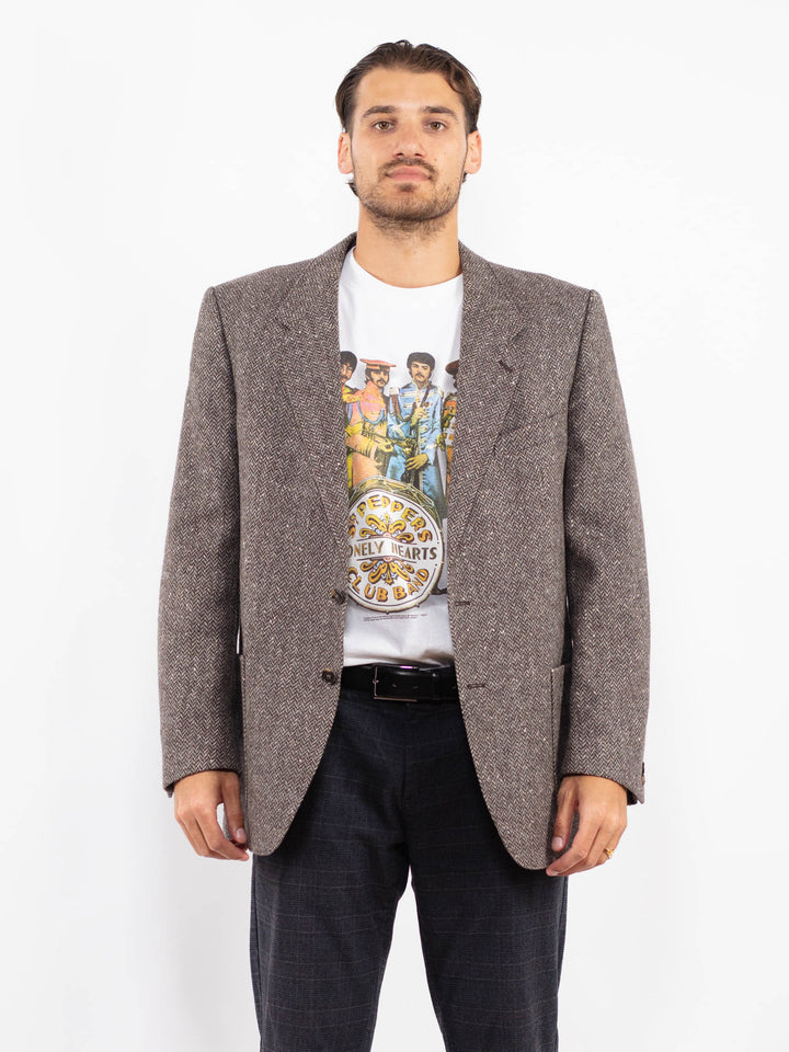 Vintage 70's Men Wool Blazer Jacket in BrownZ2212