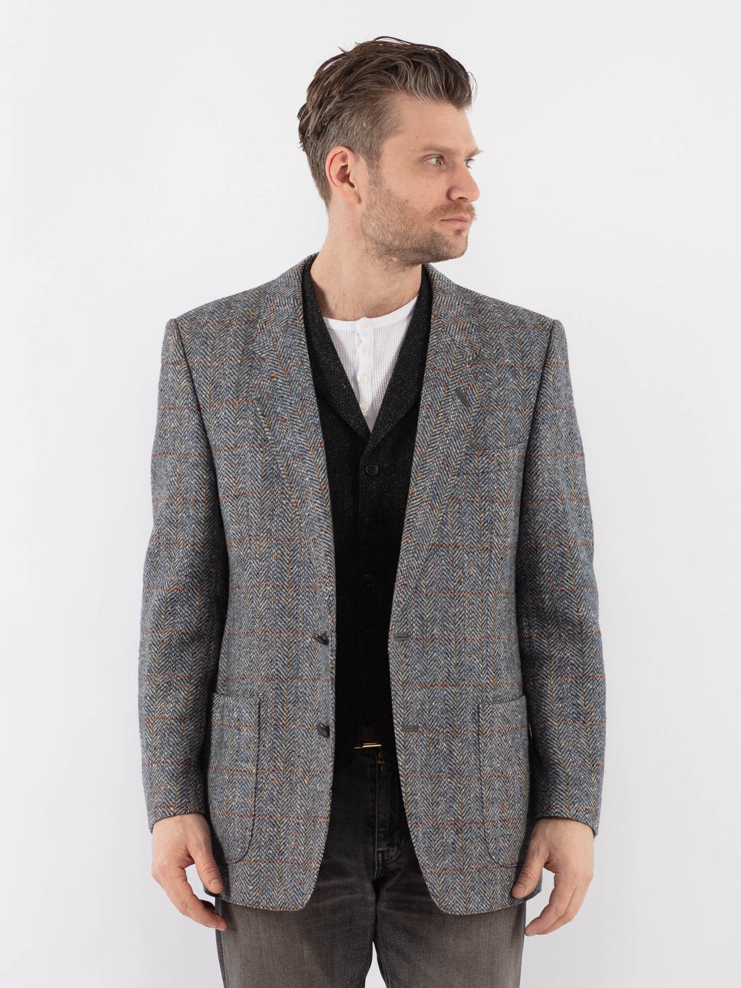 Vintage 70's Men Wool Blazer Jacket in BlueZ1030