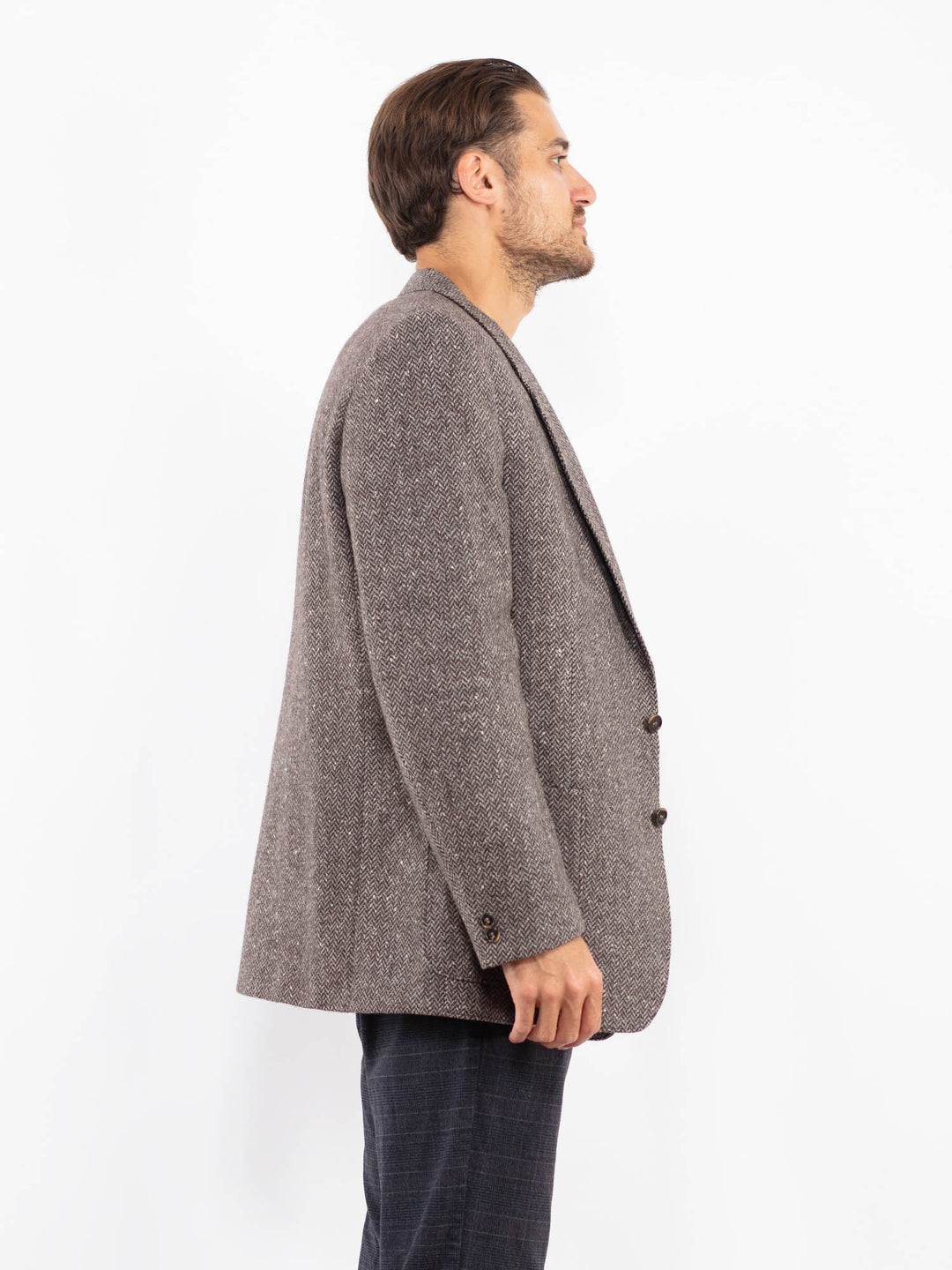 Vintage 70's Men Wool Blazer Jacket in BrownZ2212