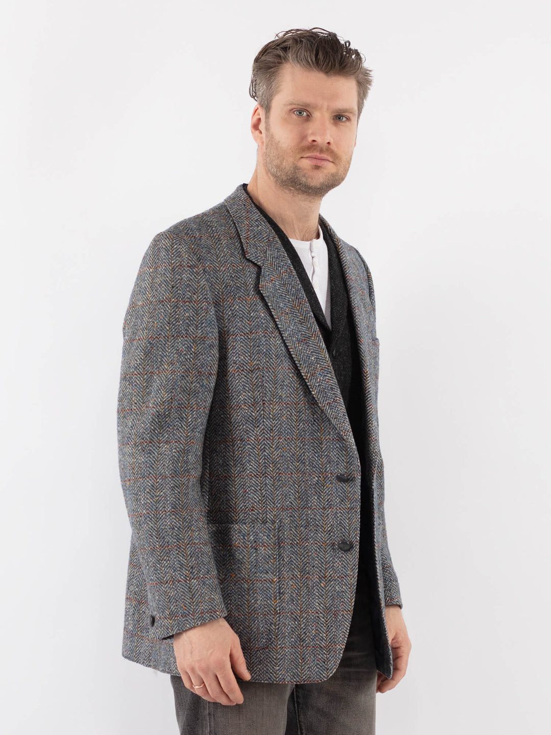 Vintage 70's Men Wool Blazer Jacket in BlueZ1030