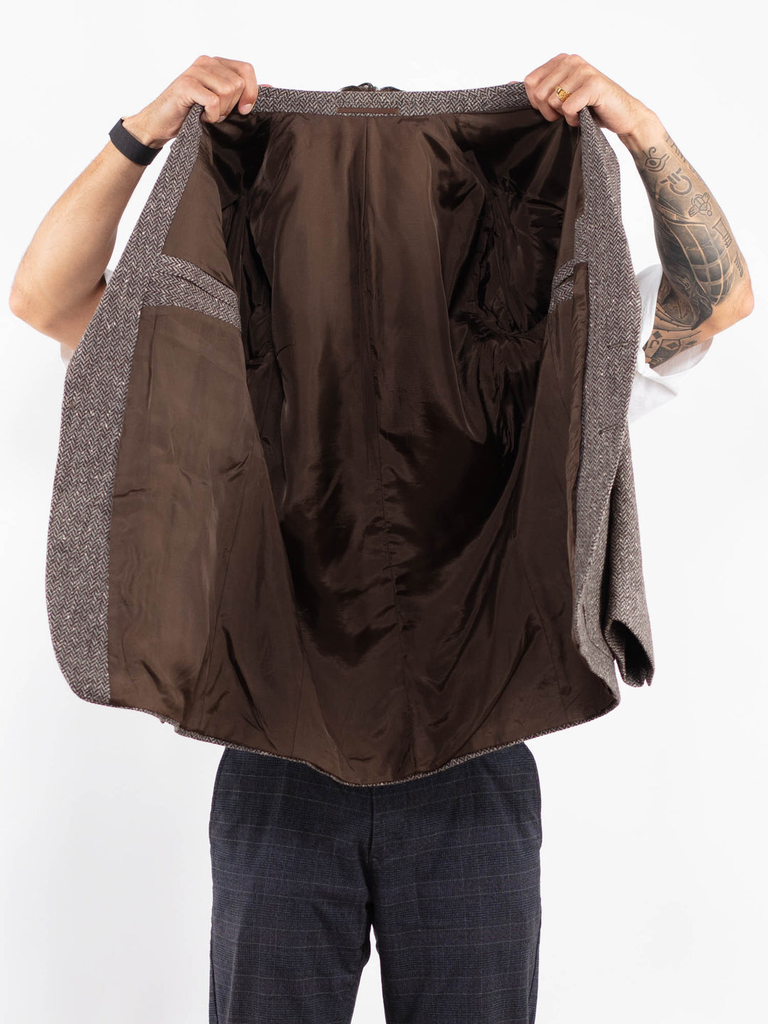 Vintage 70's Men Wool Blazer Jacket in BrownZ2212