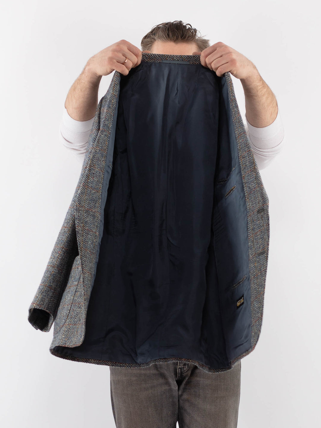 Vintage 70's Men Wool Blazer Jacket in BlueZ1030