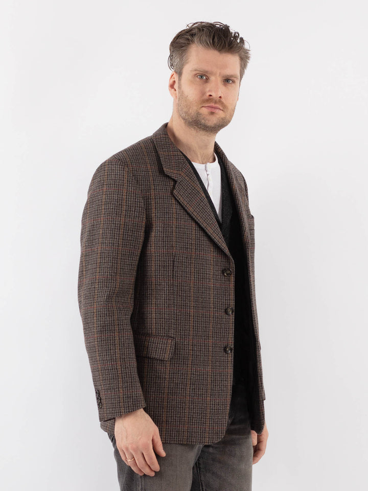 Vintage 70's Men Wool Blazer Jacket in BrownZ1032
