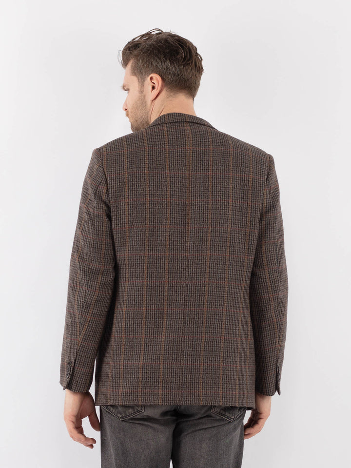 Vintage 70's Men Wool Blazer Jacket in BrownZ1032