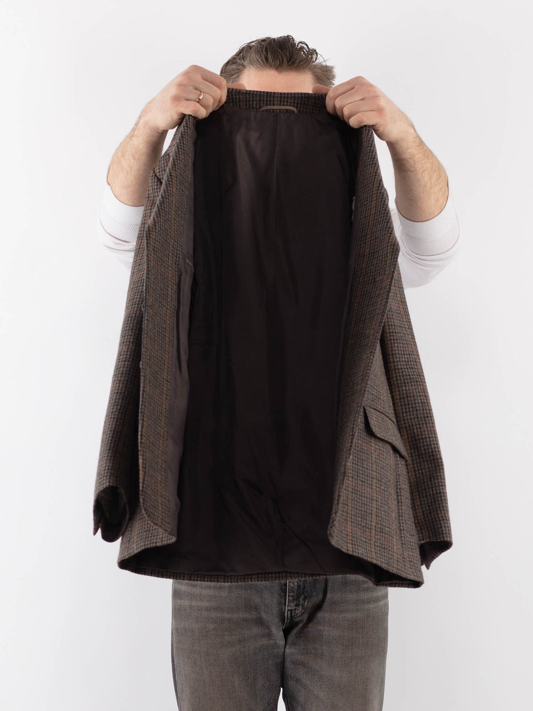 Vintage 70's Men Wool Blazer Jacket in BrownZ1032