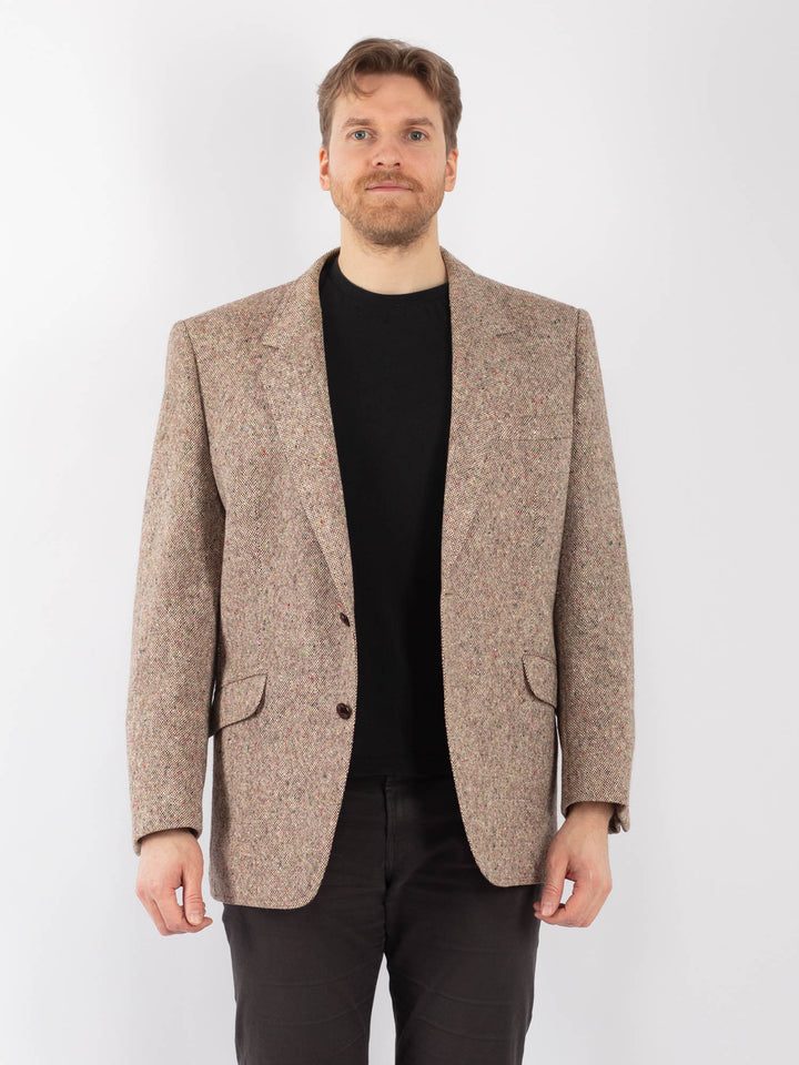 Vintage 70's Men Wool Blazer Jacket in BeigeZ1304