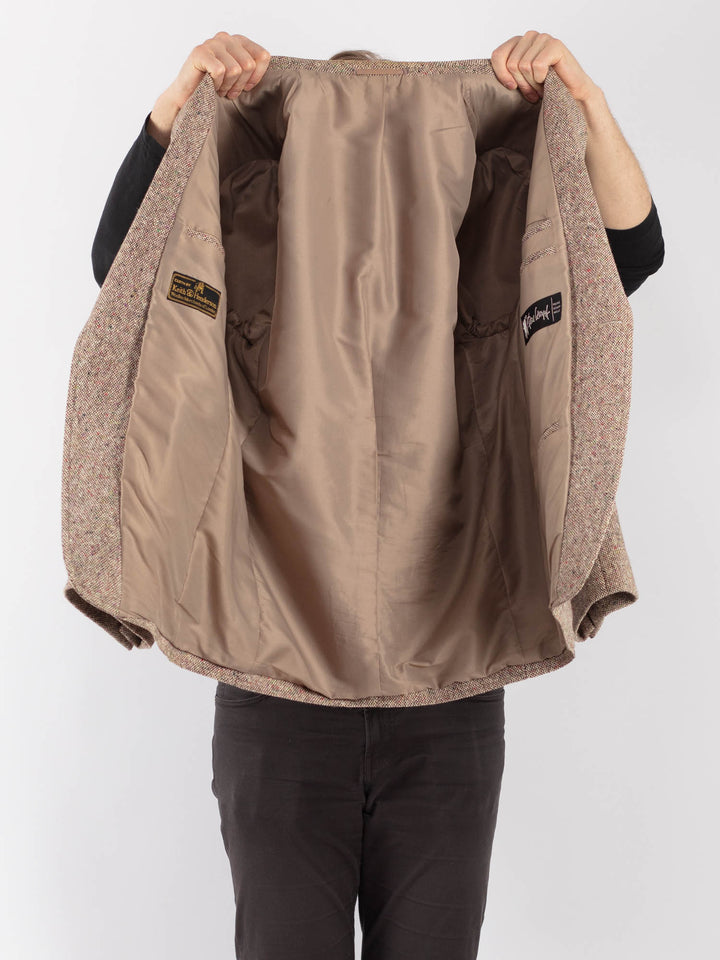 Vintage 70's Men Wool Blazer Jacket in BeigeZ1304