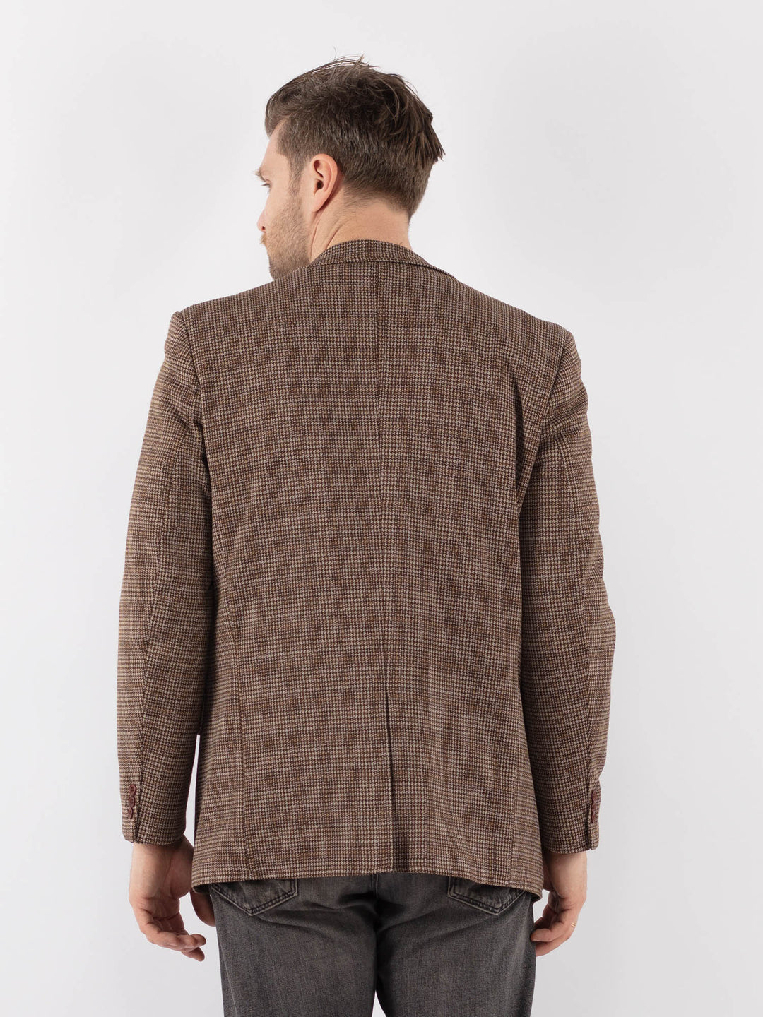 Vintage 70's Men Wool Blazer Jacket in BrownZ1034
