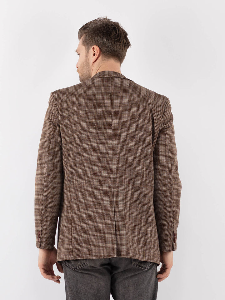 Vintage 70's Men Wool Blazer Jacket in BrownZ1034