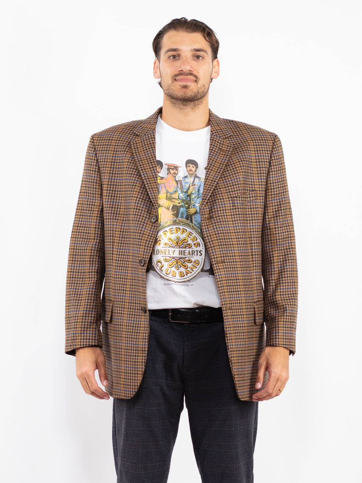 Vintage 70's Men Wool Blazer Jacket in BrownZ2217