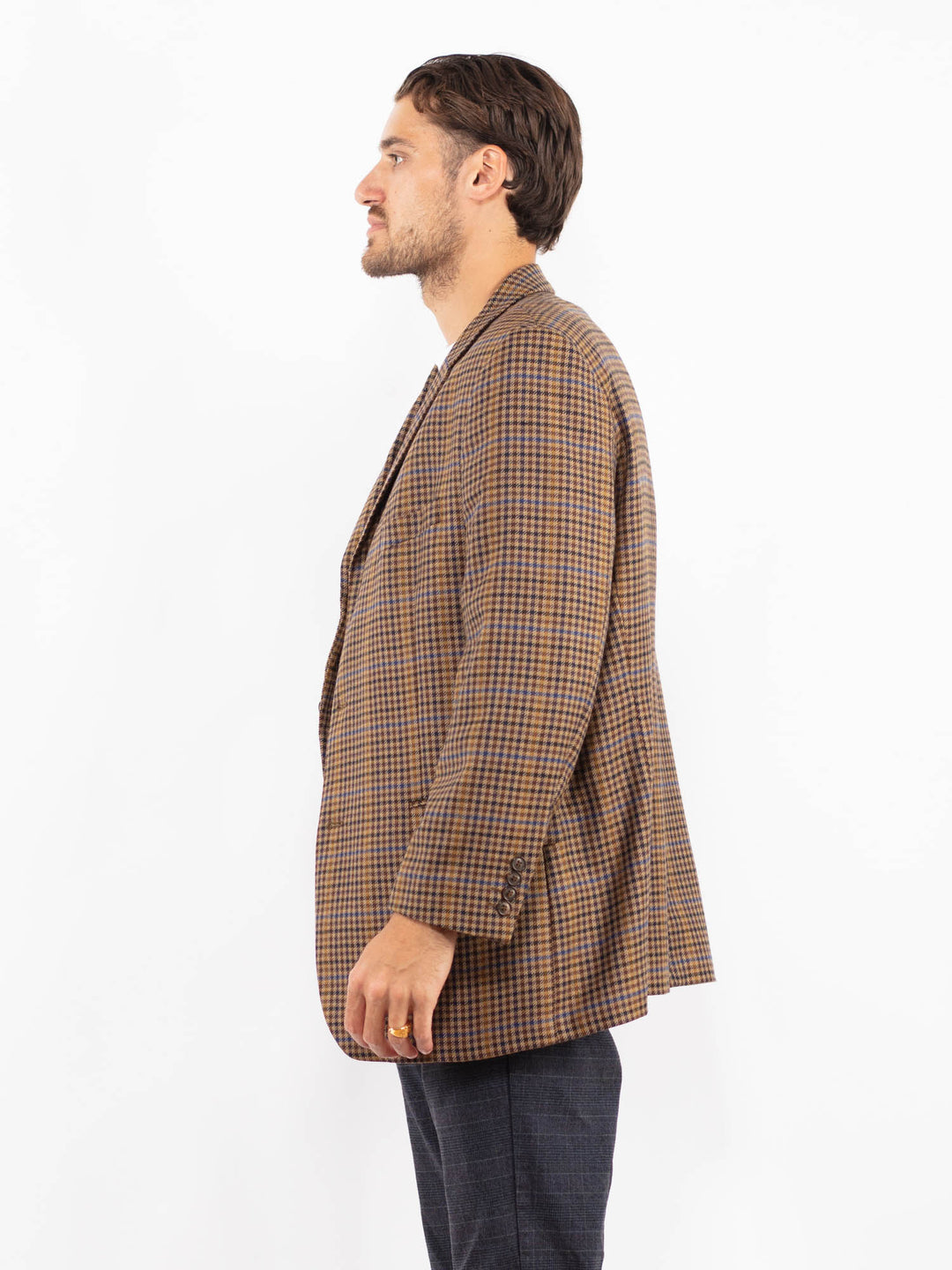 Vintage 70's Men Wool Blazer Jacket in BrownZ2217