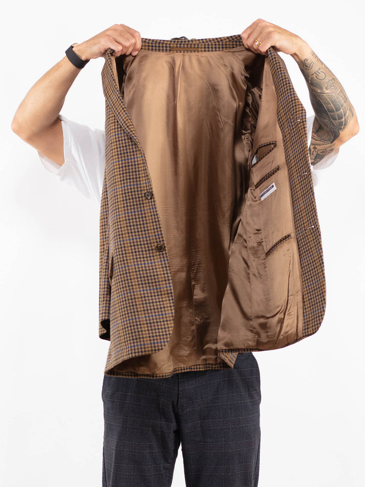 Vintage 70's Men Wool Blazer Jacket in BrownZ2217