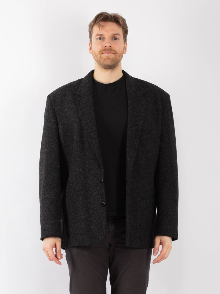 Vintage 70's Men Wool Blazer Jacket in GrayZ1307