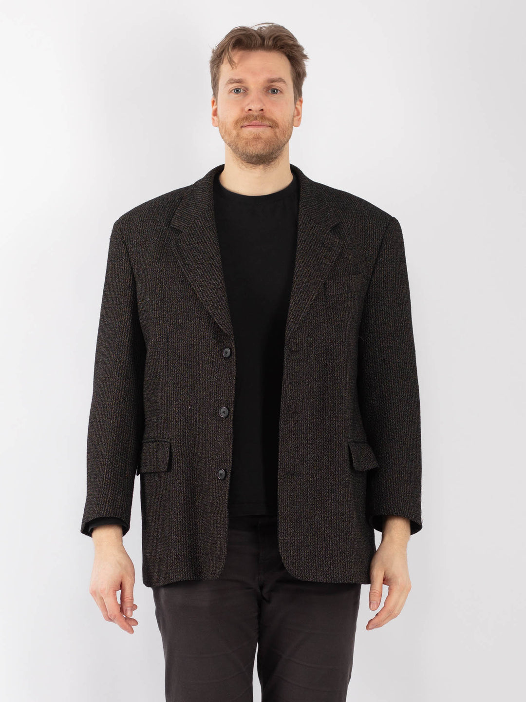 Vintage 70's Men Wool Blazer Jacket in GrayZ1308