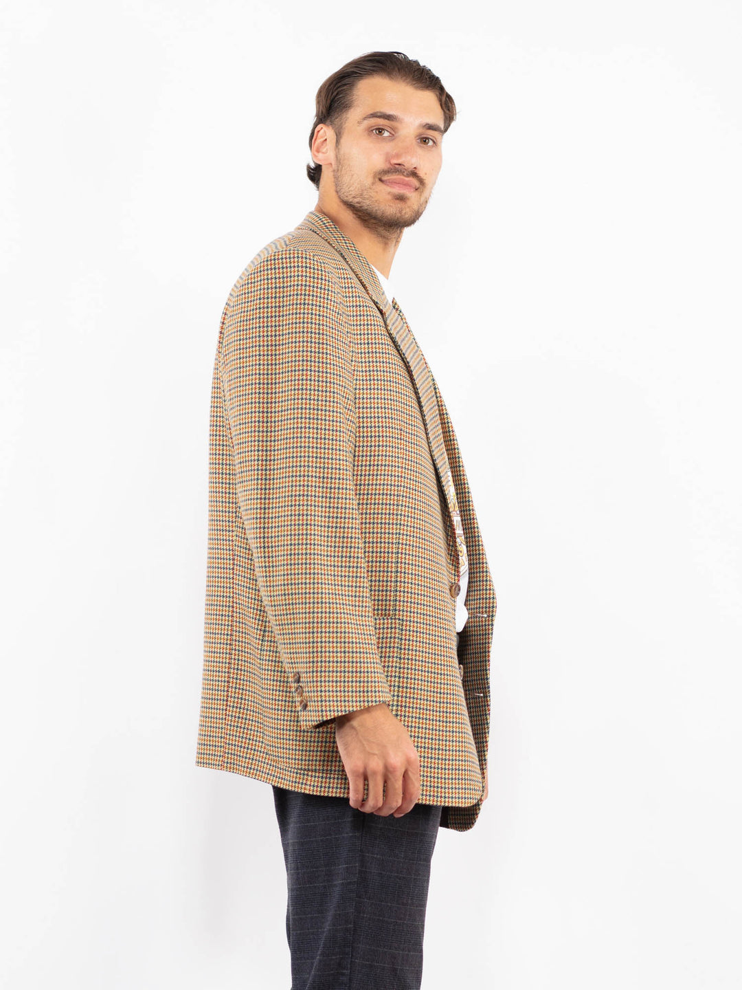 Vintage 70's Men Wool Blend Blazer Jacket in MultiZ2223