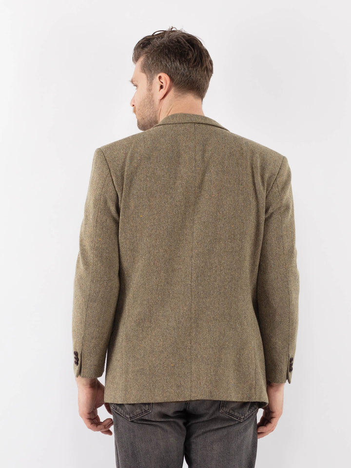 Vintage 70's Men Wool Blazer Jacket in BeigeZ1041