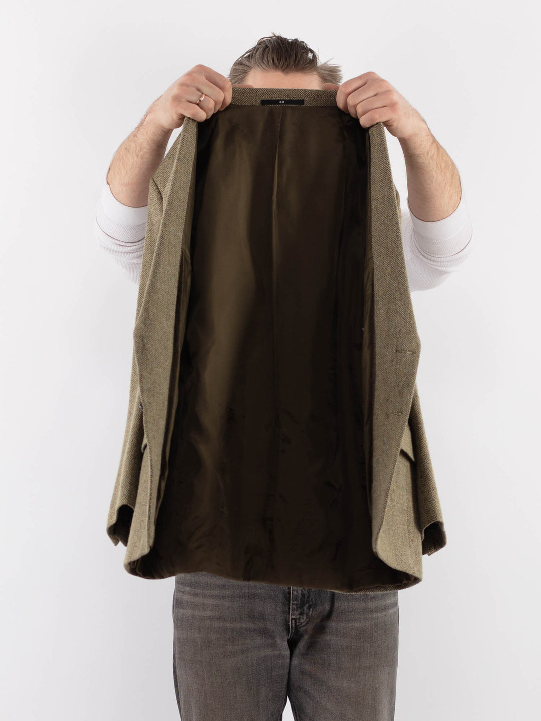 Vintage 70's Men Wool Blazer Jacket in BeigeZ1041