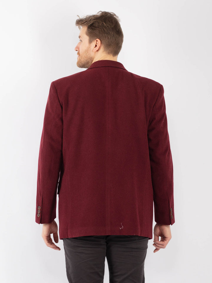 Vintage 70's Men Wool Blazer Jacket in RedZ1312