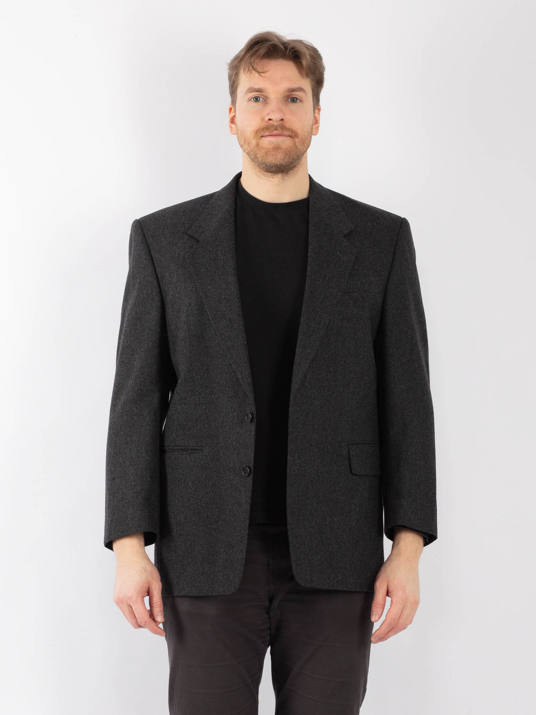 Vintage 70's Men Wool Blazer Jacket in GrayZ1317