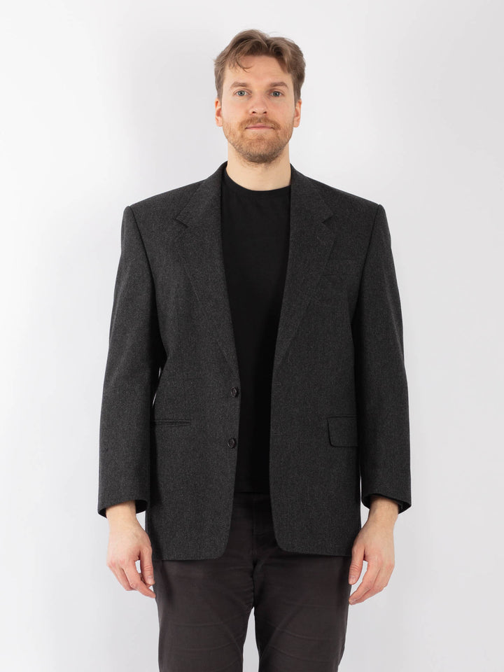 Vintage 70's Men Wool Blazer Jacket in GrayZ1317