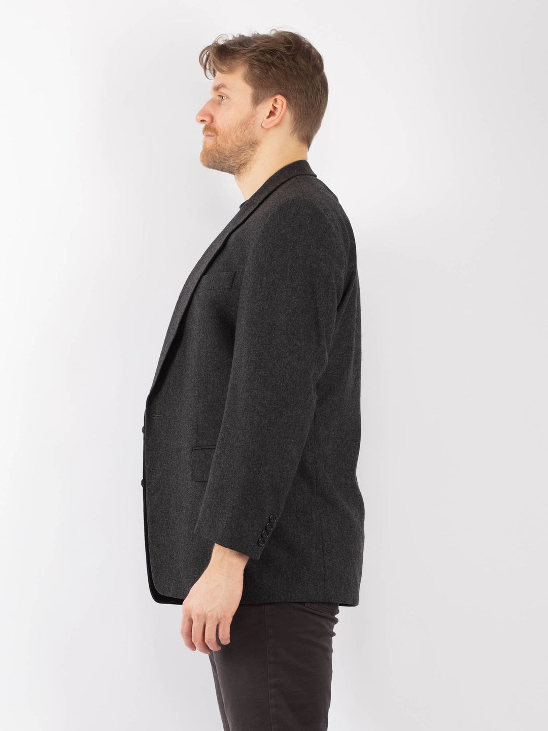 Vintage 70's Men Wool Blazer Jacket in GrayZ1317