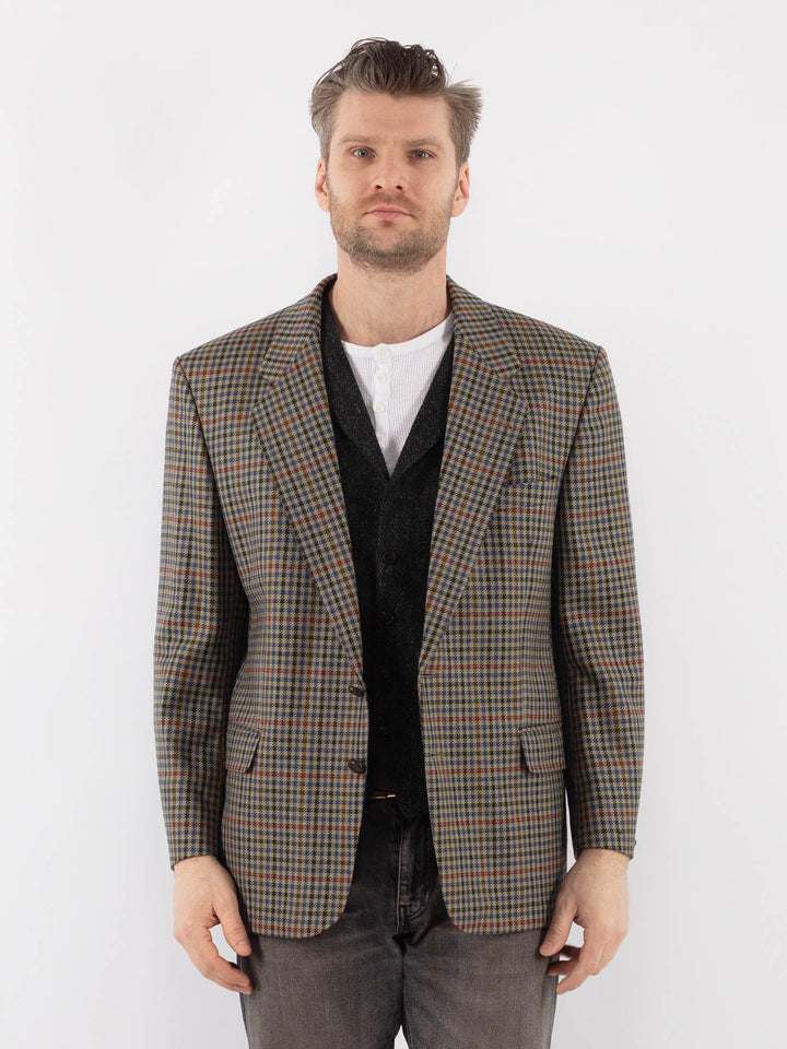 Vintage 70's Men Wool Blazer Jacket in MultiZ1048