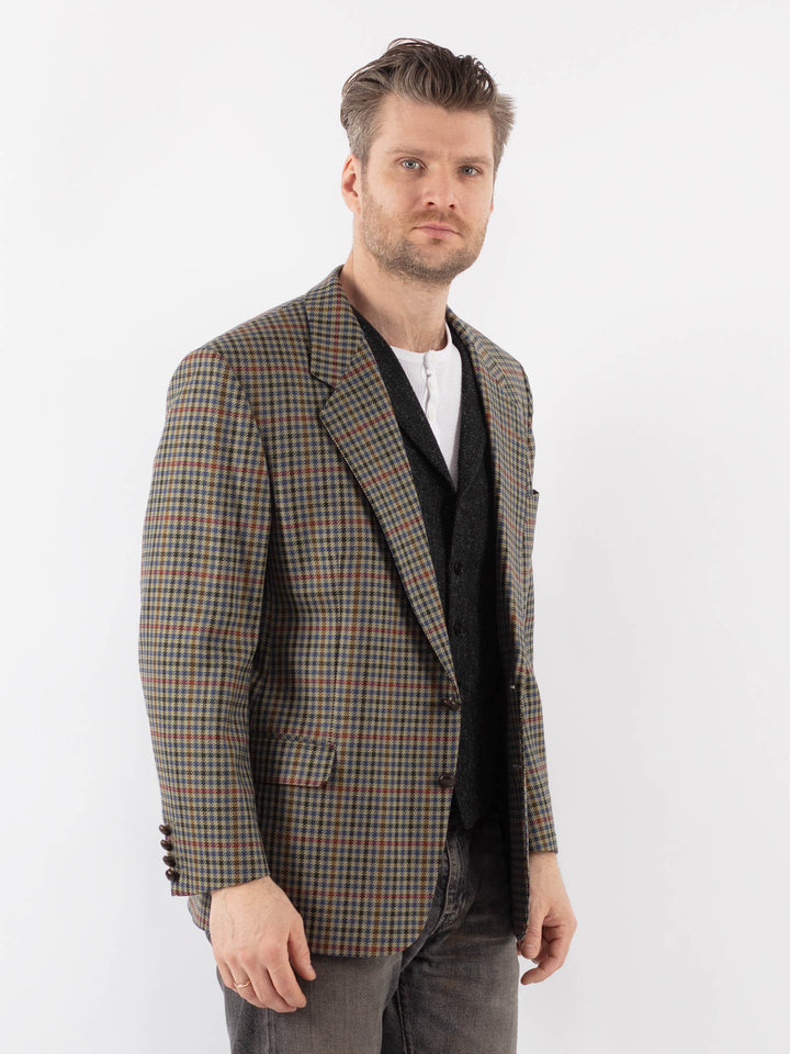 Vintage 70's Men Wool Blazer Jacket in MultiZ1048