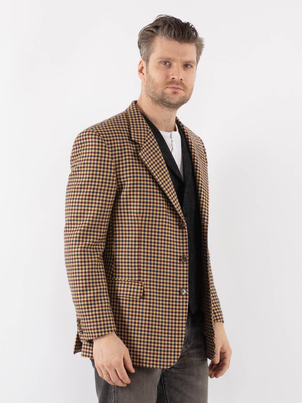 Vintage 70's Men Wool Blazer Jacket in MultiZ1050