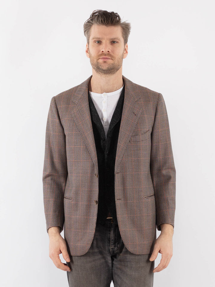 Vintage 70's Men Wool Blazer Jacket in BrownZ1051