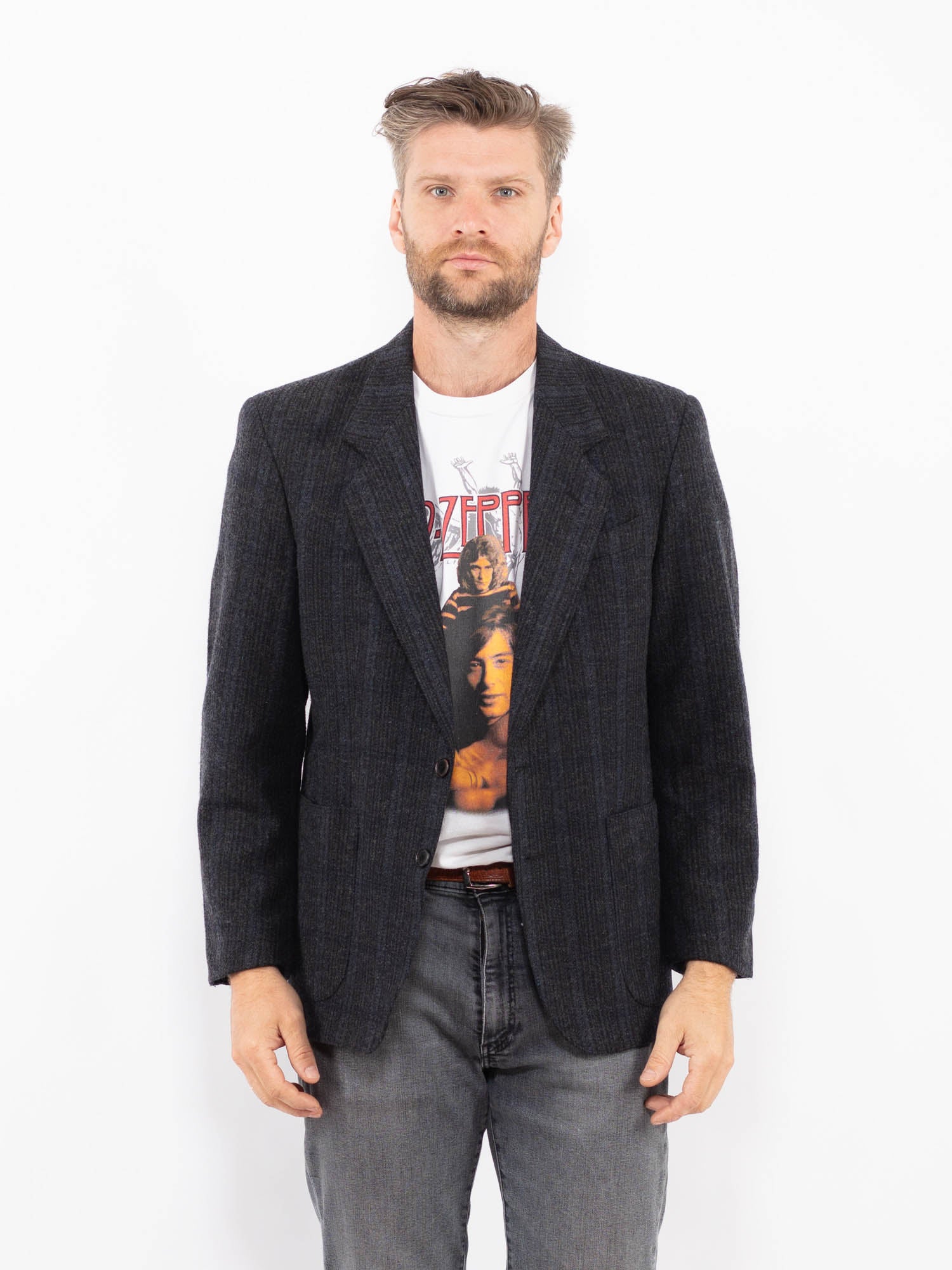 Online Vintage Store | Vintage 70's Men Wool Blazer Jacket in Gray